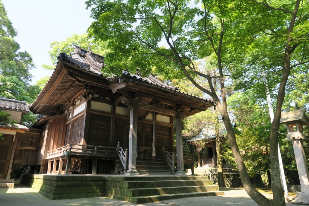 初夏の光りを添えた拝殿