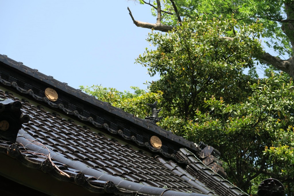 紋の入った拝殿屋根瓦