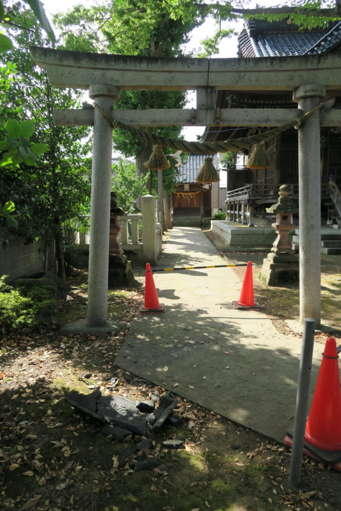 規制線を張った国造神社境内(令和元年9月)